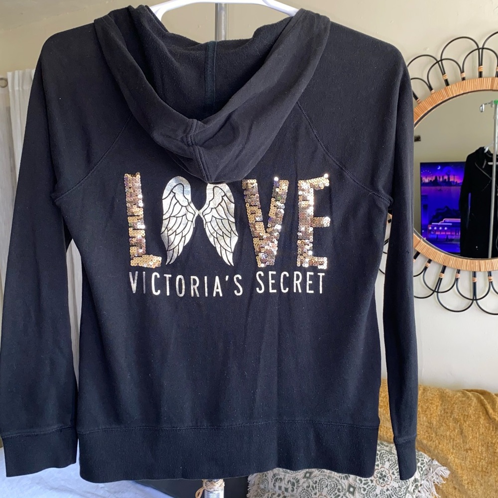 Vintage Sequins Love & Angel Wings Hoodie Victoria’s Secret Size Medium